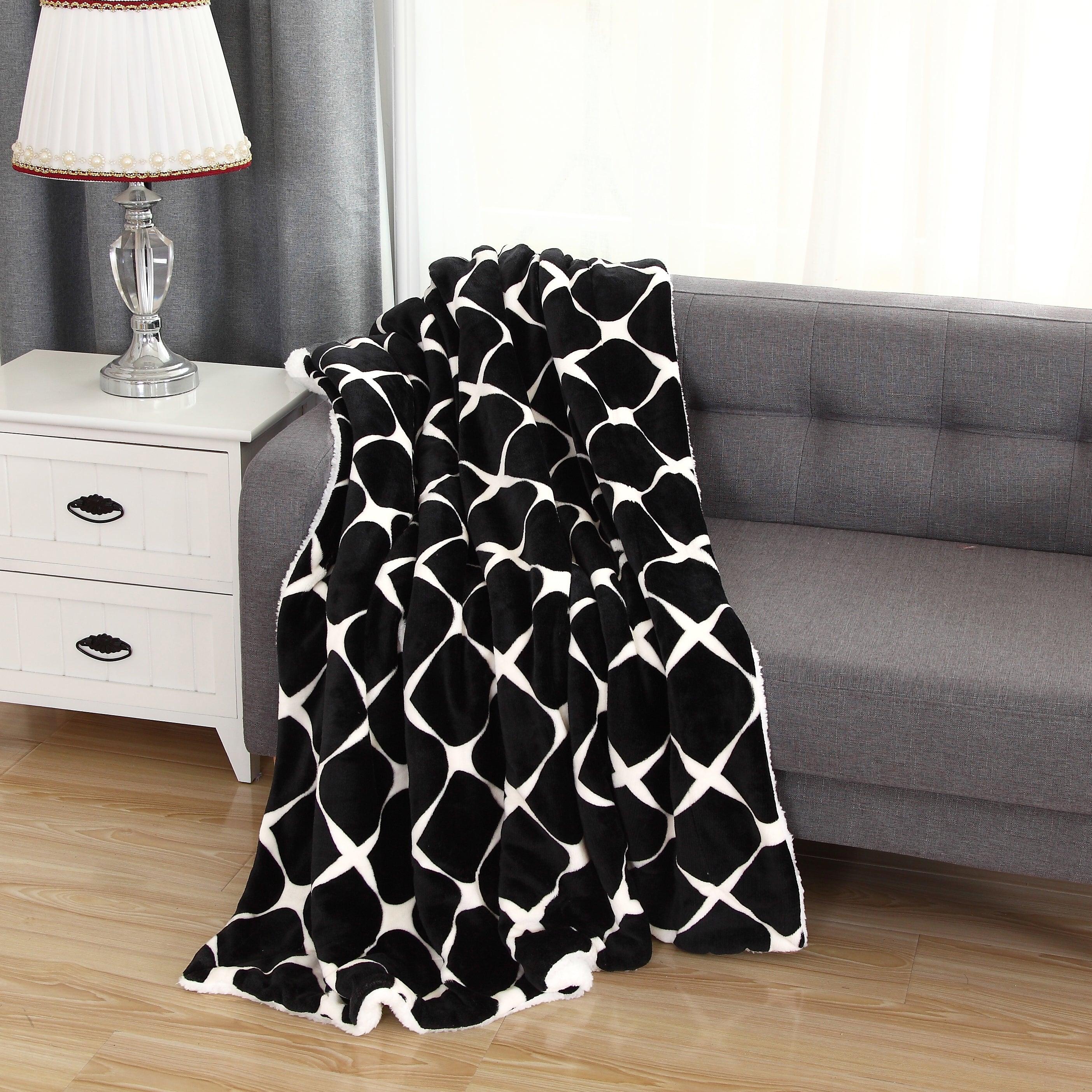 Velvet Plush Sherpa Throw 50" x 60" Velvet Feel - Sherpa Back Throw Blanket