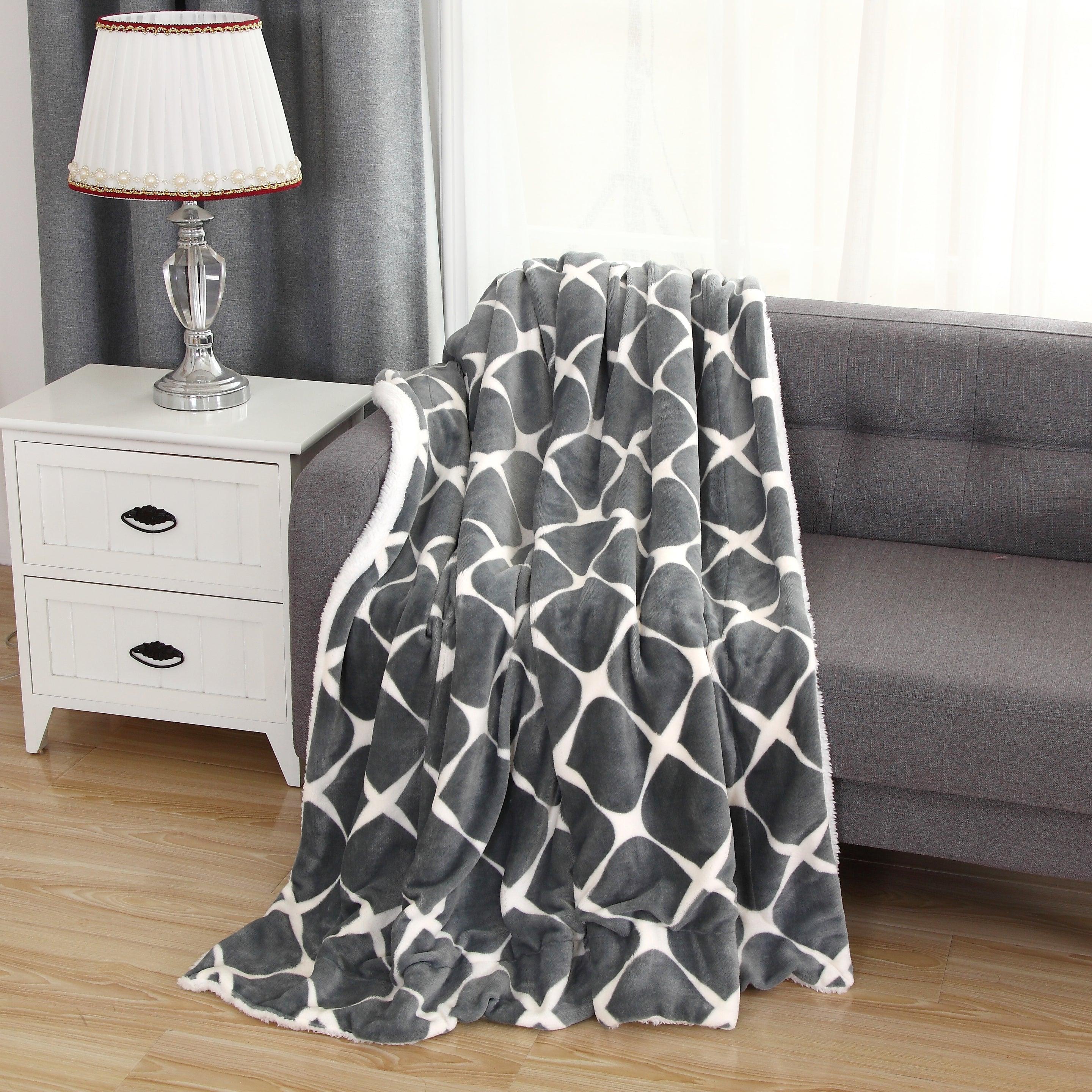 Velvet Plush Sherpa Throw 50" x 60" Velvet Feel - Sherpa Back Throw Blanket