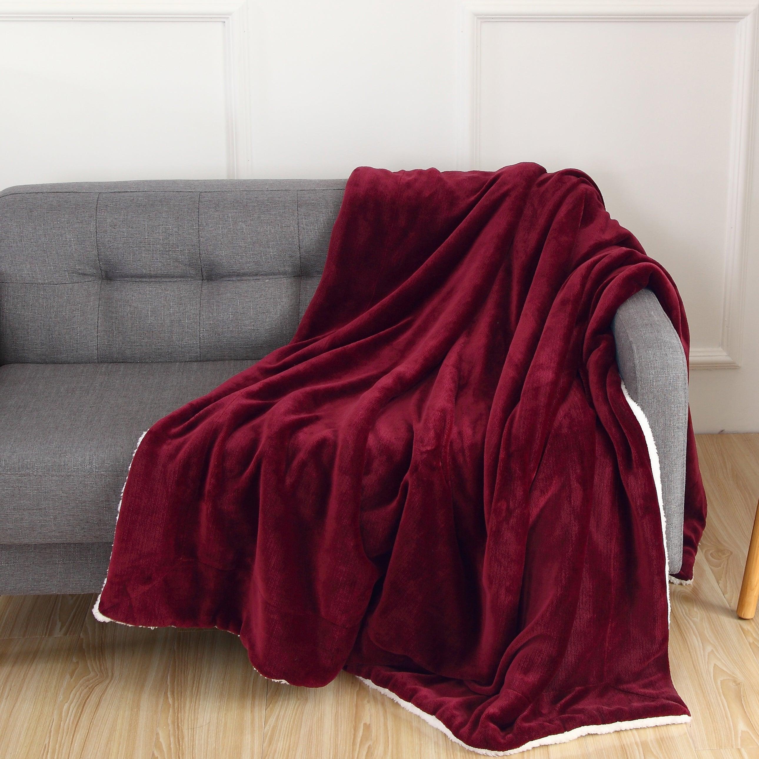 Velvet Plush Sherpa Throw 50" x 60" Velvet Feel - Sherpa Back Throw Blanket