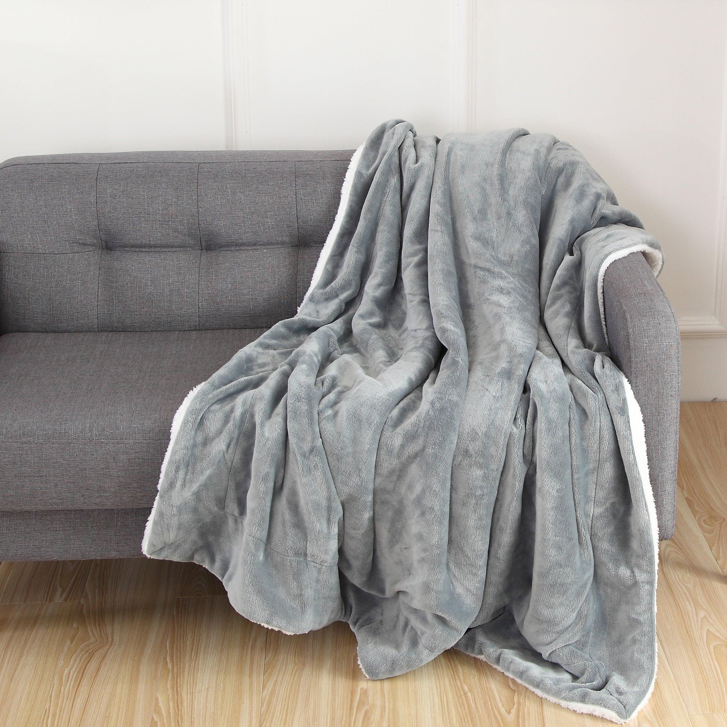 Velvet Plush Sherpa Throw 50" x 60" Velvet Feel - Sherpa Back Throw Blanket