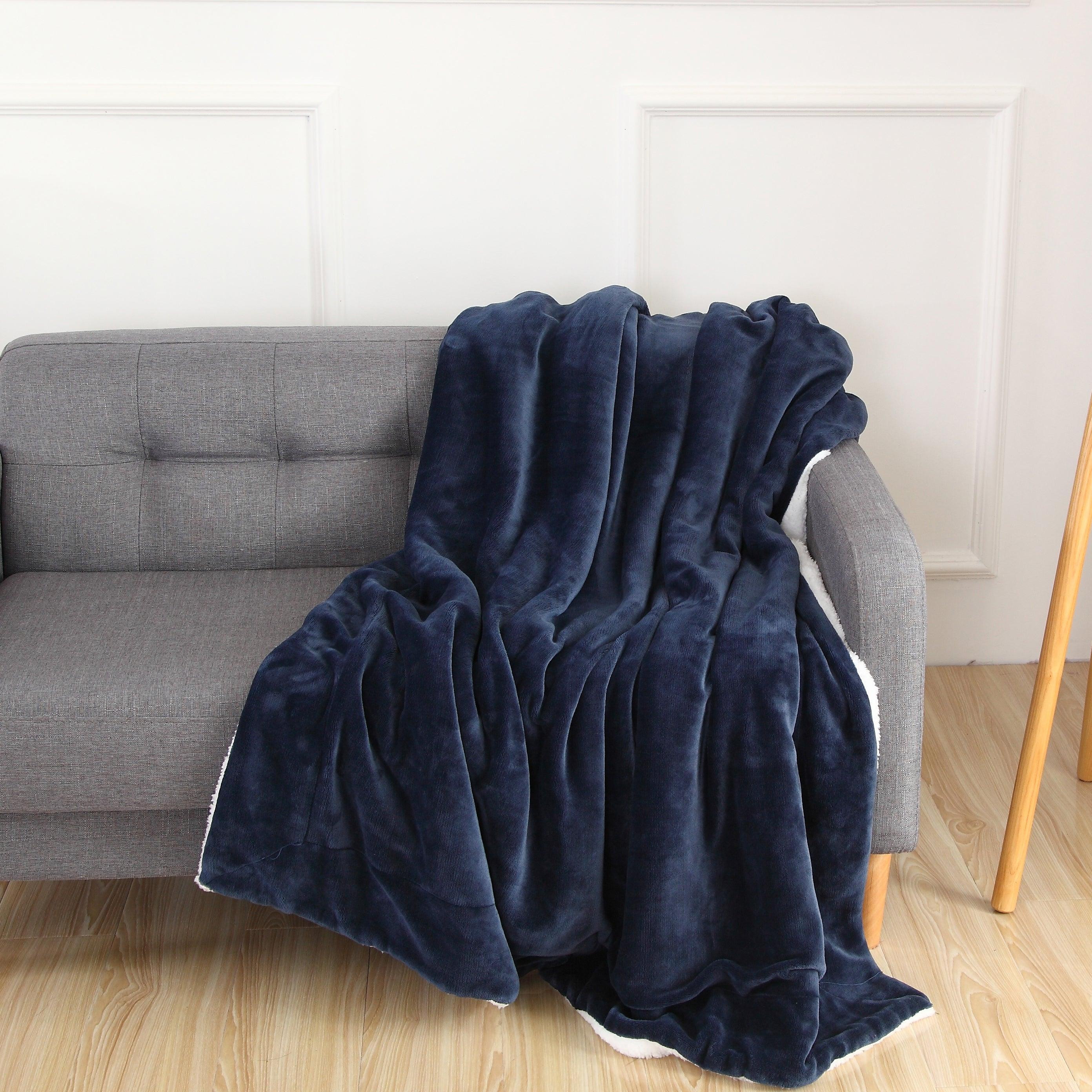 Velvet Plush Sherpa Throw 50" x 60" Velvet Feel - Sherpa Back Throw Blanket