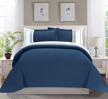 Elegant Comfort 3-Piece Greek Embroidered Duvet Cover Set