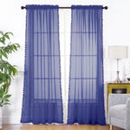 Set of 2 Pom Pom Tasseled Sheer Curtain - Rod Pocket