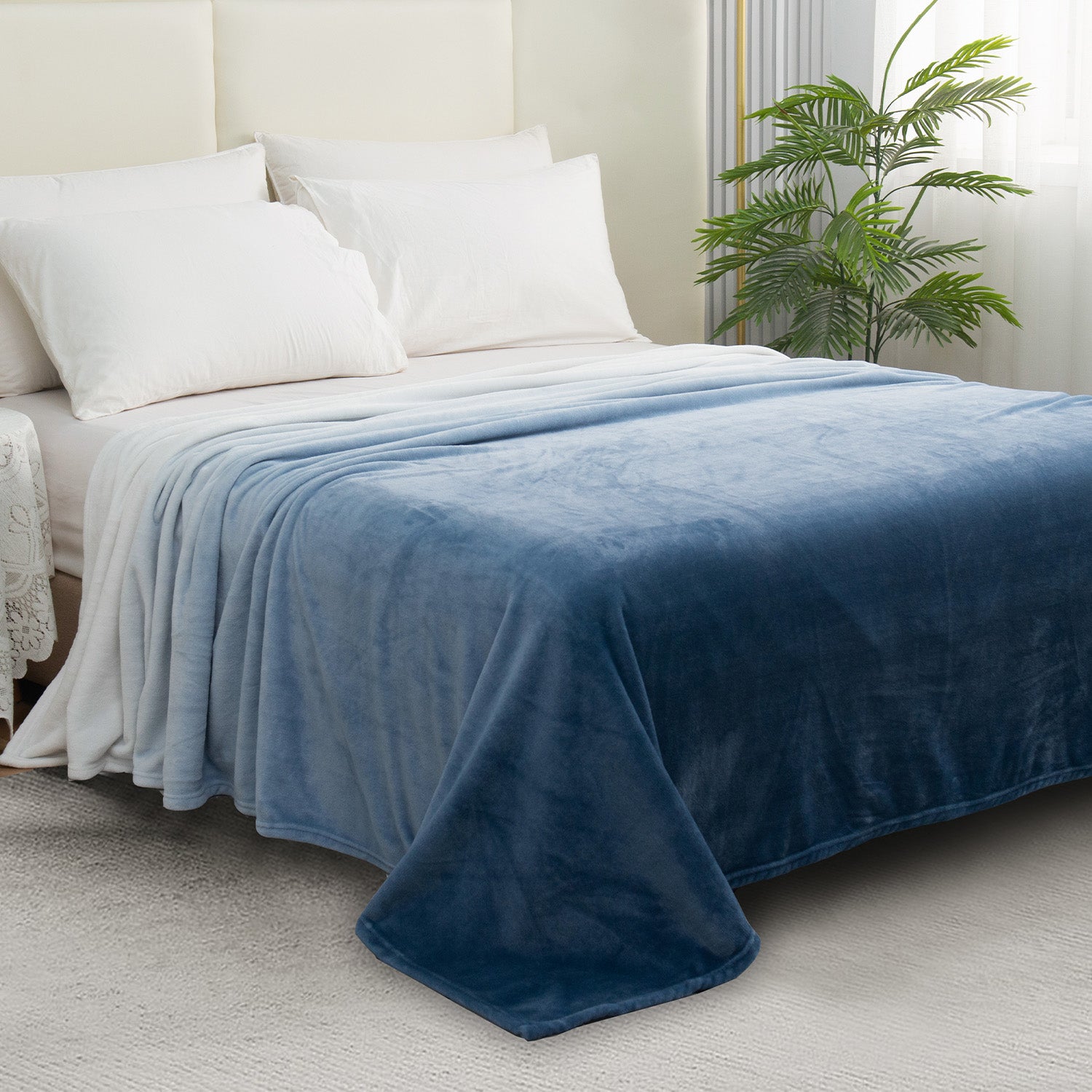 Elegant Comfort Ombre Printed Velour Fleece Blanket Velvety Feel