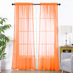 Set of 2 Pom Pom Tasseled Sheer Curtain - Rod Pocket