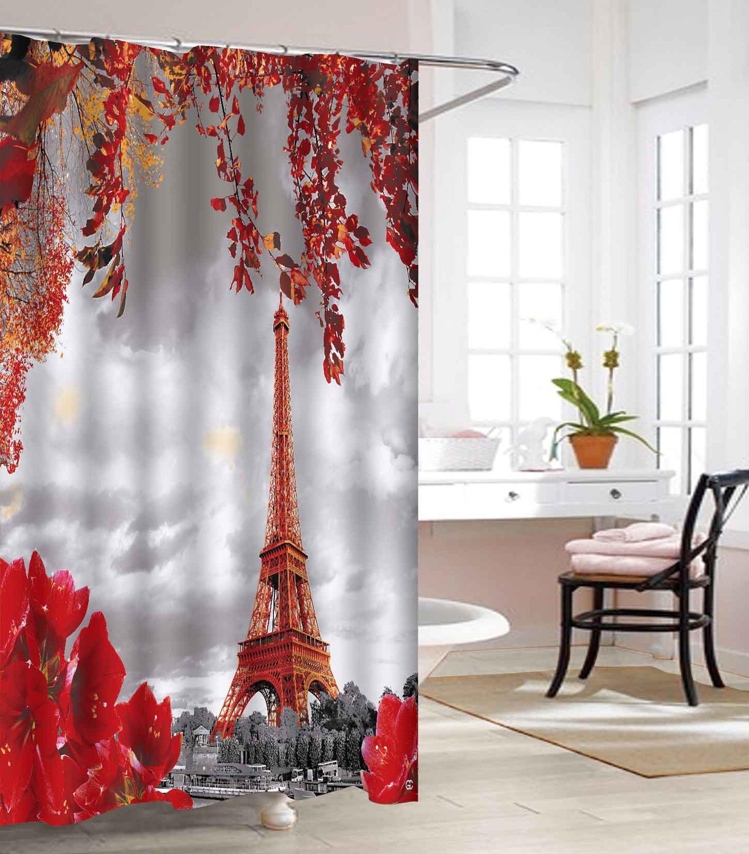 Vinyl Waterproof Shower Curtain - 3D Graphic Printed and Clear