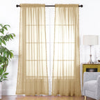 Set of 2 Pom Pom Tasseled Sheer Curtain - Rod Pocket