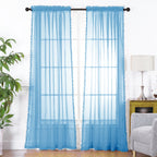 Set of 2 Pom Pom Tasseled Sheer Curtain - Rod Pocket