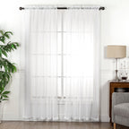 Set of 2 Pom Pom Tasseled Sheer Curtain - Rod Pocket