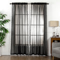Set of 2 Pom Pom Tasseled Sheer Curtain - Rod Pocket