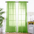 Set of 2 Pom Pom Tasseled Sheer Curtain - Rod Pocket