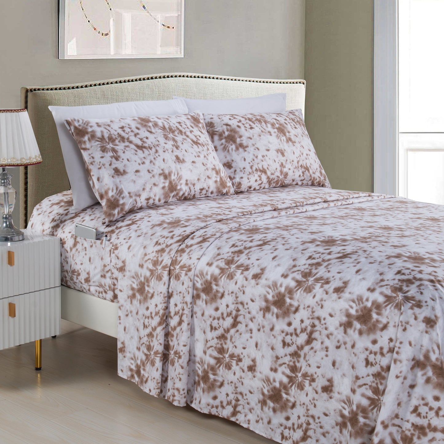 Elegant Comfort 6-Piece Colorful Tie Dye Pattern Sheet Set - Soft as a Hotel Premium Quality Bedding